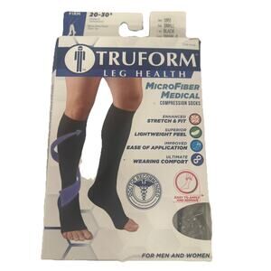 TRUFORM Leg Health Ladies Sheer Knee Highs Moderate 20-30 MMHG, Black,Small